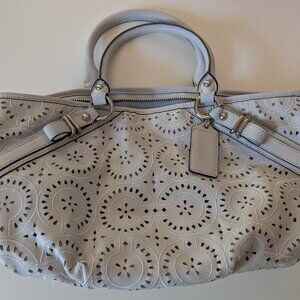 Authentic Coach Gray Leather Handbag with Cutouts